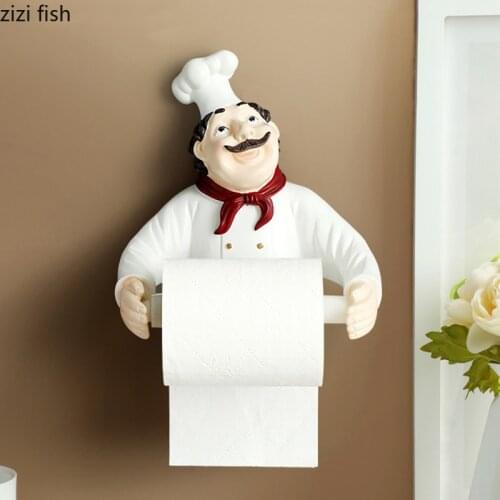 Chef Paper Roll Holder Toilet Paper Dispenser Resin Wall-mounted Tissue Box DecorationPaper Towel Holder Toilet Paper Holders