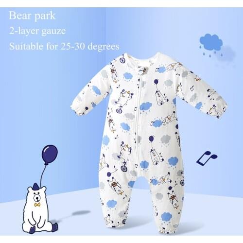Baby Cotton Soft Sleeping Bag Long Sleeve Autumn Cartoon Jumpsuit Split Legs Sleepsack Wrap for 0~6 Year Baby Kids Pajamas
