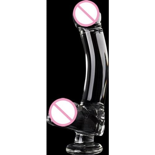 Erotic 9 Inch Big Crystal Glass Dildo Clear Pyrex Glass Large Dick Huge Dildo Realistic Strapon Penis Adult Sex Toys for Woman