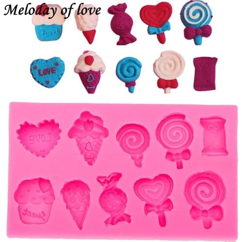 DIY Lollipop Ice cream chocolate fondant cake decorating tools silicone mold dessert decorators moulds T0005