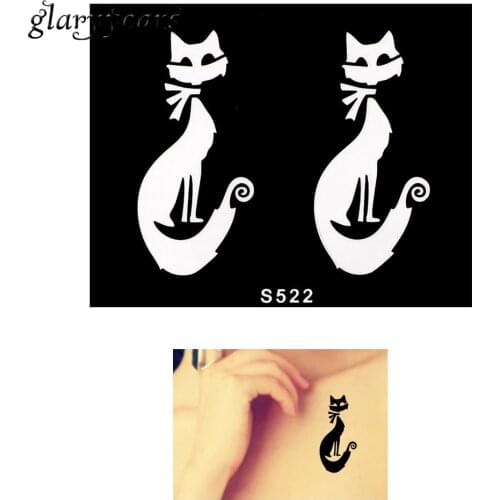 Hot 1 Piece Small Henna Tattoo Stencil Cartoon Cat Pattern Design DIY Airbrush Painting Women Body Art Henna Tattoo Stencil S522