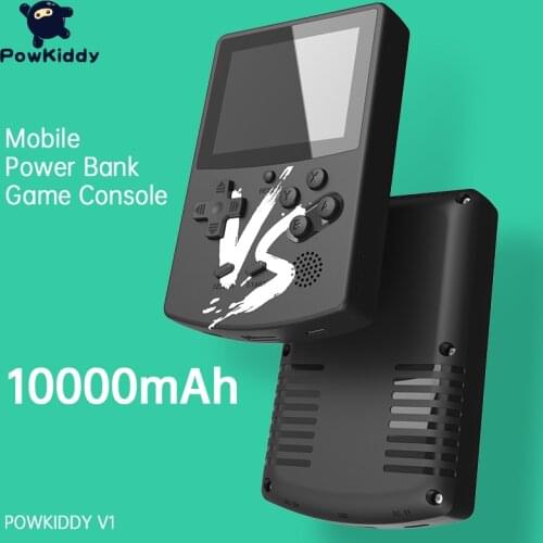POWKIDDY V1 Mobile Power 3 Inch Handheld Game Console Built-In 520 8-Bit Games 10000 mA High-Capacity Battery Childrens Gift