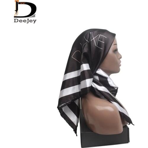 Custom logo 90x90cm Satin silk lady Women Scarf for wig hair extensions virgin hair scarf color choice