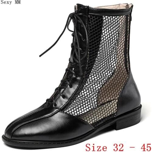 Summer Style Low Heel Shoes Women Ankle Boots Low Heels Woman Short Boots Small Plus Size 32 33 - 40 41 42 43 44 45