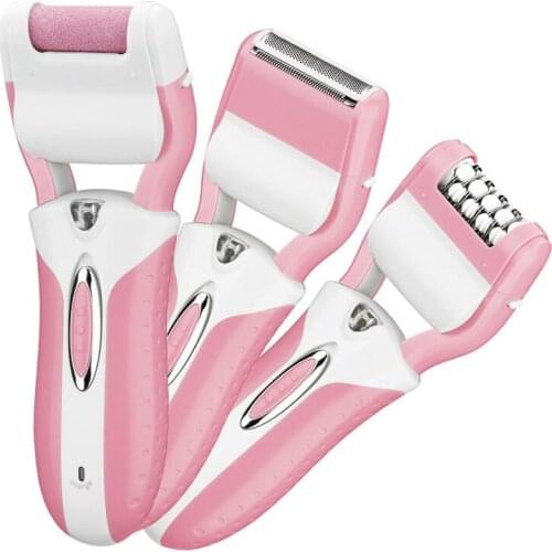 Multifunctional 3 in 1 Hair Removal Epilator Rechargeable Lady Shaver Callus Remover Cordless Bikini Trimmer Foot Dry Skin Clean