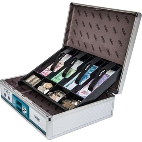 Multipurpose Portable Cashier Storage Case Anti-theft Cash Box Money Holder Household - B398 (Silver)