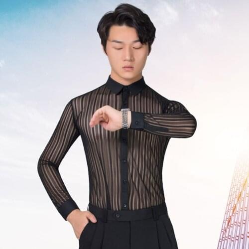 DOUBL Brand Latin dance for mens dress male summer sexy mens dance dress practice dance dress ballroom dance jacket