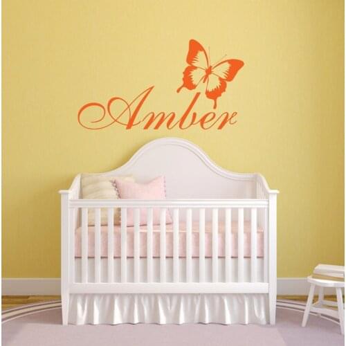 Custom Name Wall Decal Butterfly Modern Pattern Personalized Name Wall Stickers For Kids Room Baby Nursery Room Girl DecorSYY627