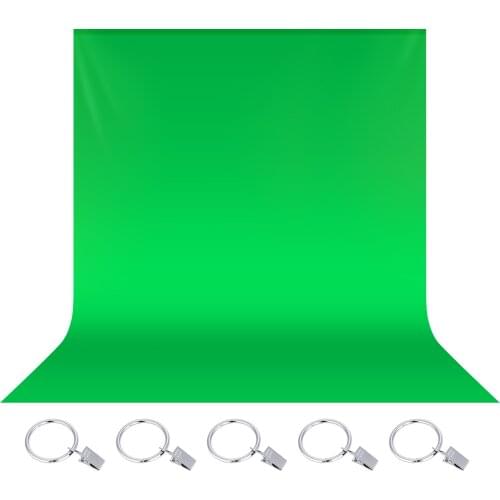 Neewer 6x9 feet/1.8x2.7 m Green Polyester Backdrop with 5 Pieces Ring Metal Holding Clips for Photo Video Studio for Portraits
