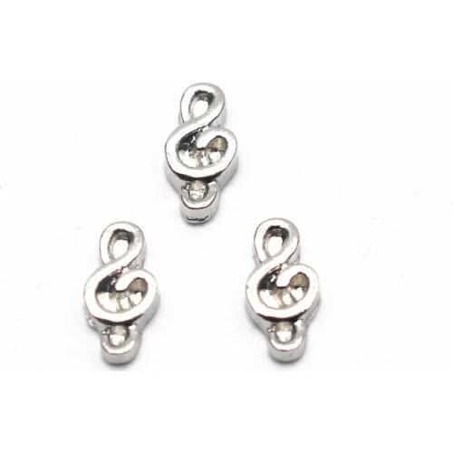 Wholesale 10pcs/lot Silver Music Note Floating Charms For Living Glass Floating Lockets Pendant Necklace DIY Jewelry Making