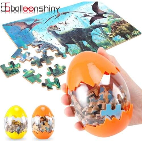 Balleenshiny 60pcs Dinosaur Egg Wooden Puzzles for Kids Childrens Educational Puzzle Toys Wooden Toys Kids Toys for Boys Girls