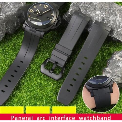 Rubber Watch Strap for Panerai watch pam00111 441 055 386 mens watchband high quality rubber watch chain 24mm arc interface