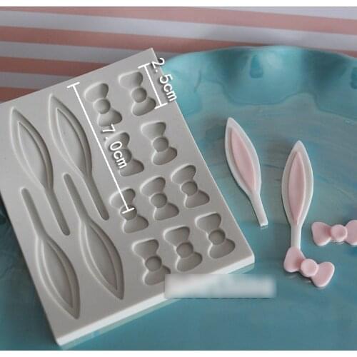 PRZY Silicone Fondant Mould Silicone Mold Gypsum Chocolate Candle Mold Rabbit Bunny Ears Cake Mould Clay Resin Silicone Rubber