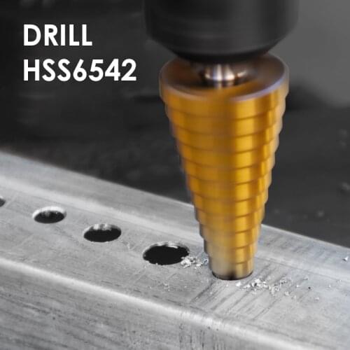 HSS6542 HSS4241 1pcs 3pcs 4-12 4-20 4-32mm Triangular handle Titanium Coated Step Drill Tools Metal Wood Hole Cutter Cone Drill