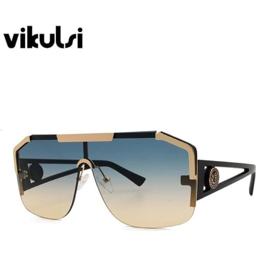 Unisex Men Driving Sunglasses Brand Designer Glasses Frame Rimless Sun Glasses For Female Mask Oversized Blue Tea Shades UV400