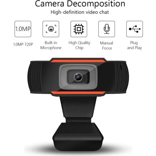 720P/1080P Webcam Computer USB Camera with Microphone For Live Streaming Online Teaching Video Calling, Conferencing, Gaming