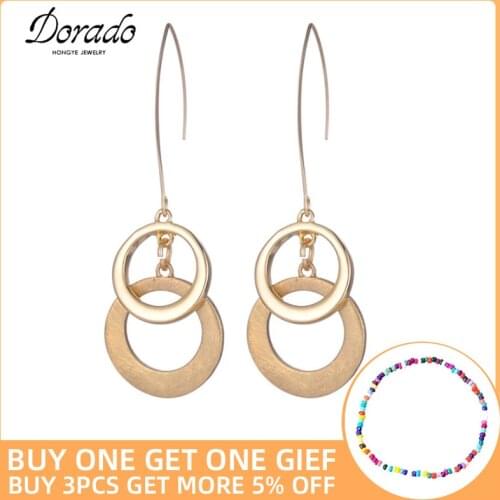 Hollow Circle Long Drop Earrings For Women Girls Rose Retro New Alloy Female Hanging Dangle Earring Ear Jewelry Brincos