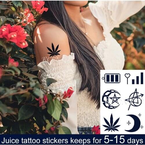 Waterproof Temporary Juice Ink Tattoo Sticker Moon Star Love Heart Battery Element Fruit Gel Long Lasting Tatto for Men Women
