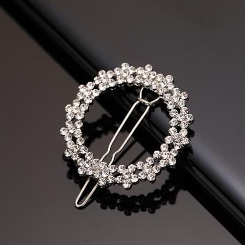 INS Brief Hair Accessories Barrette Stick For Women Elegant Design Round 2020 Original Rhinestones Round Hair Clip Hair Pin