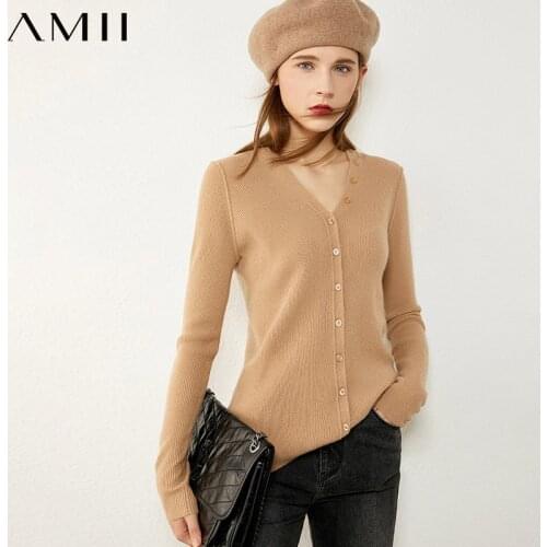 Amii Minimalism Autumn Winter Sweaters For Women Fasion 100%Wool&Cashmere New Solid Turtleneck Sweater Womens sweater 12040849