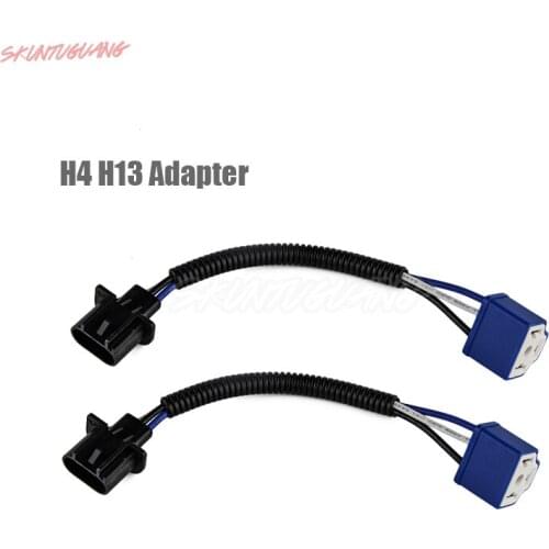 1 Pair 7 Inch Headlight H13 to H4 Adapter Harness Conversion adapter socket Cable H13-H4 Adapter for Jeep Wrangler