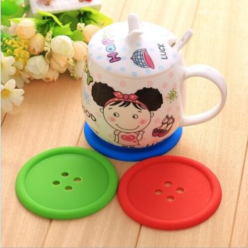 1pcs Silicone Cup mat Cute Colorful Button Cup Coaster Cup Cushion Holder Drink Cup Placemat Mat Pads Coffee Pad