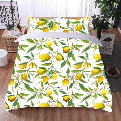 2-3 Fresh Lemon Yellow Bedding Set Multi-Style Deluxe Down Duvet Covered Pillow Cover Adult Home Textile Queen King Full Size