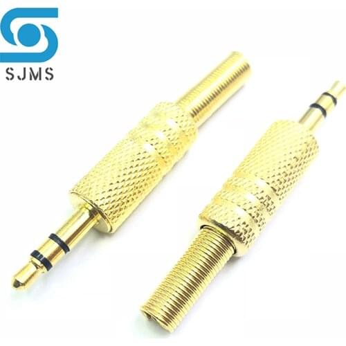 2pcs 3.5mm 3 Pole Stereo Audio Jack Plug Mini 1/8Inch Jack Plug Headphone Male Plug Coax Cable Audio Adapter Connecter Soldering