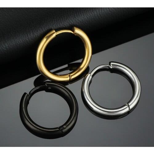 3 Pcs/set Women/Man Stainless Steel Small Hoops Earring Piercing Ear Cartilage Simple Circle Anti-allergic Ear Buckle Black Gold