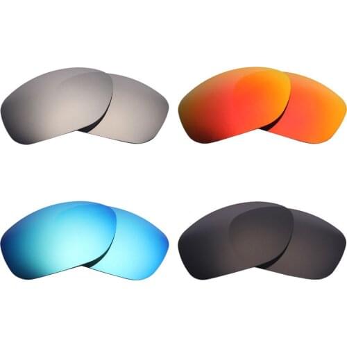 4 Pairs Mryok POLARIZED Replacement Lenses for Oakley Pit Bull Sunglasses Stealth Black & Ice Blue & Fire Red & Silver Titanium