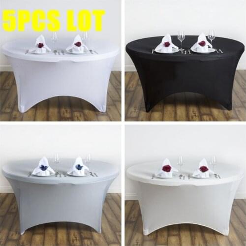 5PCS Lot Round Spandex Table Cover Cloth Stretch Tablecloth For Wedding Event Decoration