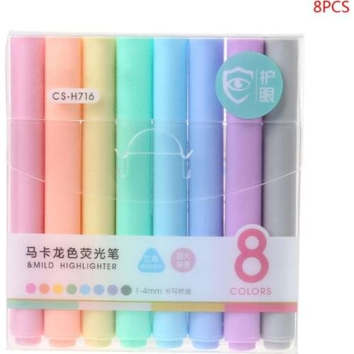 8pcs/set Creative Fluorescent Pen Highlighter Pencil Candy Color Drawing Marker Pen Office Stationery