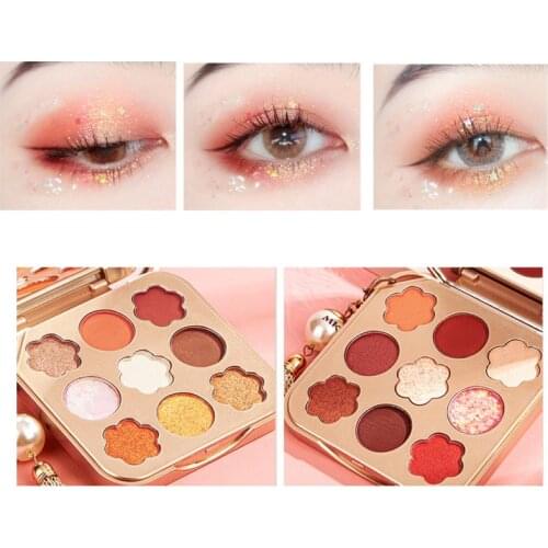 9 Colors Glitter Shimmer Eye Shadow Palette Easy to Color Not Flying Powder Not Smudge Long-lasting Eyes Makeup Waterproof TSLM2