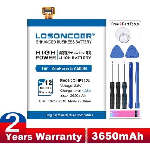 LOSONCOER 3650mAh C11P1324 Battery Use for ASUS ZenFone 5 Battery A500G Z5 A500 A500CG A501CG A500KL 0B200-00850000 T00F T00J