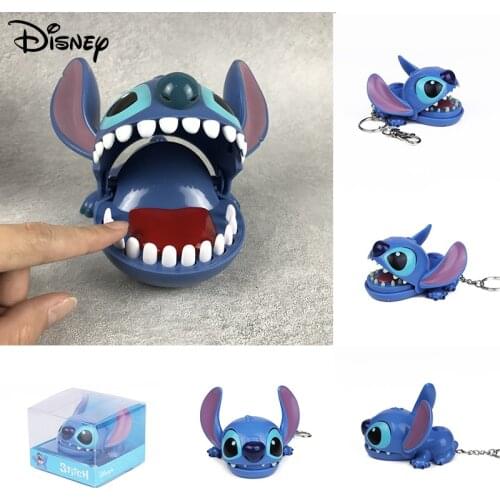 Disney Keychain Creative Practical Jokes Mouth Tooth Stitch Hand Childrens Toys Family Games Classic Biting Hand Game Key Ring