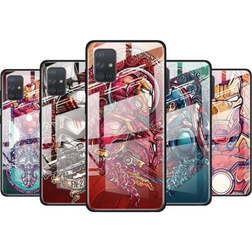 Captain America Iron Man for Samsung Galaxy S21 Ultra A71 A51 4G 5G A91 A81 A41 A31 A21 A11 A01 Tempered Glass Phone Case