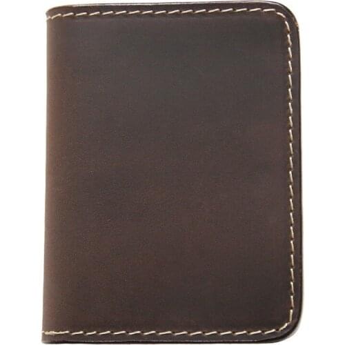 Mens Retro Crazy Horse Leather Wallet First Layer Cowhide Card Case Multifunctional Leather Card Holder Short Card Case