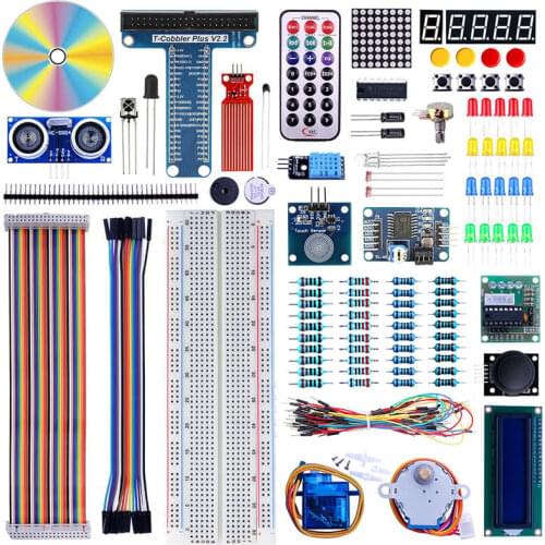 Elecrow Raspberry Pi 3 Starters Kit for Arduino 2 in 1 DIY Learning Suite LCD1602 Display SG90 Servo Sensors Module 30 Lessons