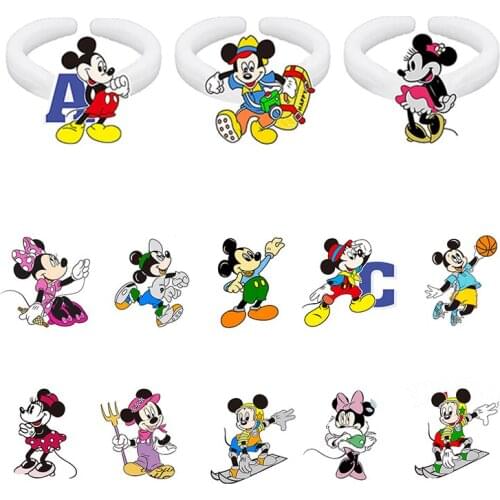 Disney Mickey Minnie Cute Funny Play Shape Pattern Personality Pattern Acrylic Ring For Friends Jewelry Resin Ring Fashion