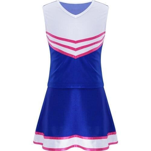 Kids Girls Jazz Hip Hop Dance Clothing Set Cheerleader Costume Outfit For Children School Stage Performance Cosplay Dance Party