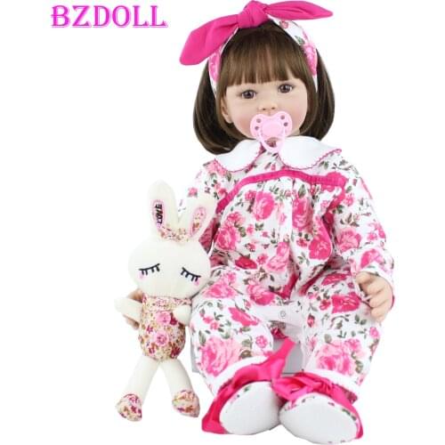 60cm Soft Silicone Reborn Baby Doll Toys Like Real Vinyl Princess Toddler Girls Babies Dress Up Dolls Sweet Birthday Gift