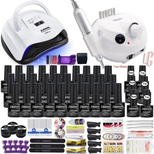 90W Nail Lamp Gift Set With 30 Colors Nail Gel Polish Set Manicure Set Acrylic Nail Kit With High Quality 20W Nail Drill Machine