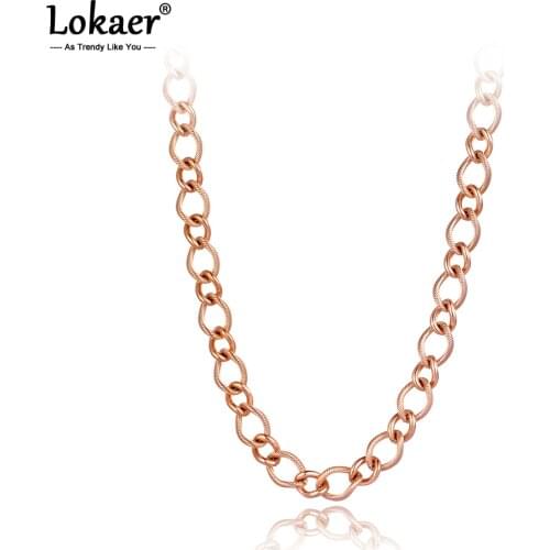 Lokaer Titanium Stainless Steel Choker Pendant Necklaces Jewelry Hiphop/Rock Big Thick Chain Necklace For Women Men N21019