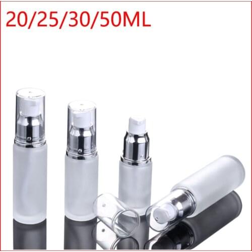 20/25/30/50ML frosted glass bottle, lotion press pump bottle Dispenser with cover for Skin Care, Travel, Cosmetic 200pcs/lot