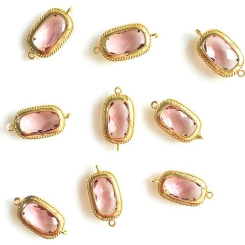 Wholesale 2 pcs/lot champagne gold color plated golden accessories colored glass charms jewelry making DIY for women