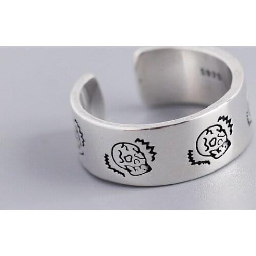 Original 925 sterling silver rings for women,Cartoon cranial head geometric ring,Adjustable opening size,party engagement gifts