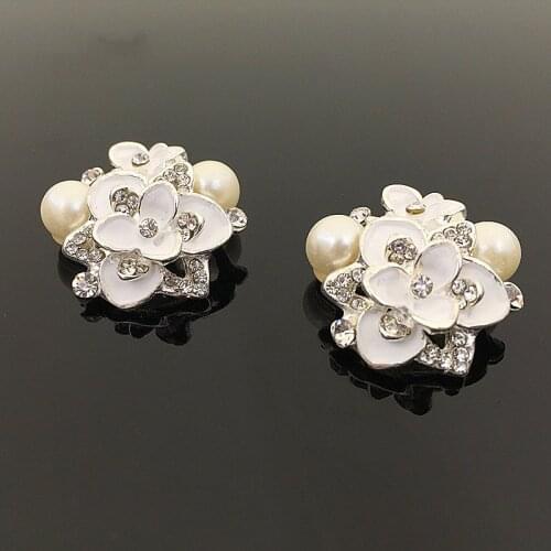 Hot Sale wholesale 20pcs/lot 2.7*2.7 Rhinestone Button pearls Button Wedding Button Crystal DIY hair decoration Accessories YC75