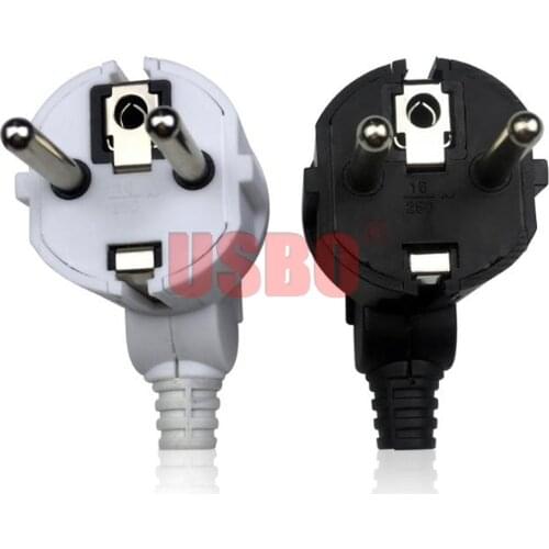 Elbow Black White 16A 250V Europe Germany French Korea Russia Portugal Belgium detachable electric plug Power cable wiring plug