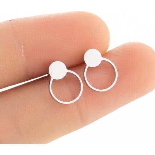 Gold Color Simple Geometric Circle Round Triangle Stud Earrings For Women Lady Fashion Jewelry Gift Pendientes Mujer Brincos