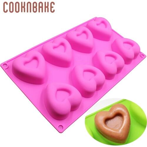 Silicone Soap Mold Heart Shape ice pudding pastry Mold Silicone Cake bakeware tool chocolate jello Handmade Soap Mold 8 Holes
